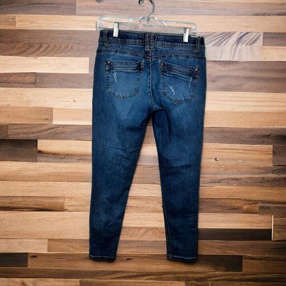 Democracy Women’s Size 4 Ab Solution Skinny Jeans Feather Embroidered Zip denim - Picture 2 of 5